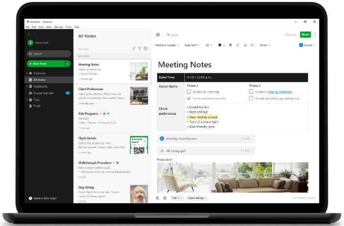 Evernote allows users to create digital notebooks