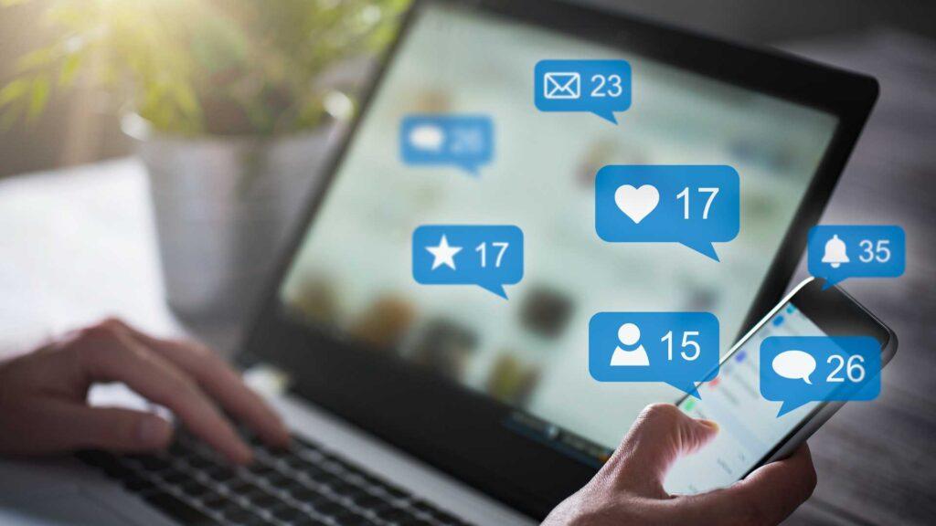 Various social media platforms available on computers and cellphones