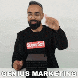 Funny Gif of a man talking about genius marketing.