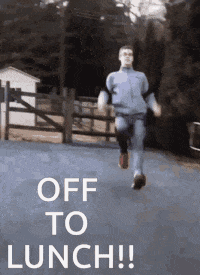 A man running for lunch